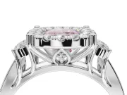 Cushion Cut Halo Engagement Ring Setting for a Fancy Pink Lab-Grown Diamond | Graduated Channel Band | White Gold