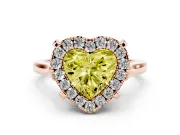 Heart-Shaped Claw Corner Halo Engagement Ring Setting for a Fancy Yellow Lab-Grown Diamond | Slim Plain Band | Rose Gold