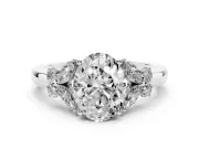 Oval Petal Accent Engagement Ring Setting | Marquise and Round Sides | Platinum