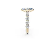 Marquise Side Stone Engagement Ring Setting for a Fancy Blue Lab-Grown Diamond | Scalloped Prong Accents | Yellow Gold