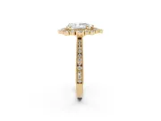 Pear-Shaped Vintage Scalloped Halo Engagement Ring Setting | Milgrain Pavé Band | Yellow Gold