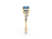 Radiant Cut Accented Engagement Ring Setting for a Fancy Blue Lab-Grown Diamond | Yellow Gold