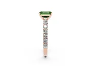 Emerald Cut Shared Prong Engagement Ring Setting for a Fancy Green Lab-Grown Diamond | Rose Gold