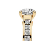 Cushion Cut Cathedral Channel Set Engagement Ring Setting | Double Claw Prongs | Yellow Gold
