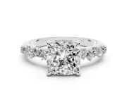 Cushion Cut Graduated Accent Engagement Ring Setting | Scattered Shoulders | Platinum