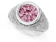 Round Vintage Bezel Engagement Ring Setting for a Fancy Pink Lab-Grown Diamond | Sterling Silver