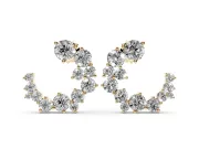 Round Lab-Grown Diamond Crescent Cluster Earrings | Mixed Size Stones | Yellow Gold