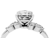 Radiant Cut Diamond Solitaire Ring Set in White gold with Marquise Twist Band and Prong Setting