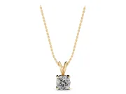 Cushion Cut Lab-Grown Diamond Solitaire Pendant Necklace | Split Bail | Yellow Gold