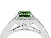 Emerald Cut Split Shank Halo Engagement Ring Setting for a Fancy Green Lab-Grown Diamond | Platinum