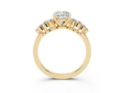 Cushion Cut Diamond Cluster Engagement Ring Set in Yellow gold with Pavé Band and Prong Setting
