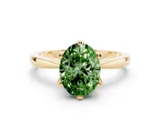 Oval Tapered Solitaire Engagement Ring Setting for a Fancy Green Lab-Grown Diamond | Claw Prong Head | Yellow Gold
