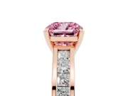 Cushion Cut Channel Engagement Ring Setting for a Fancy Pink Lab-Grown Diamond | Rose Gold