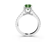 Cushion Cut Hidden Halo Pave Engagement Ring Setting for a Fancy Green Lab-Grown Diamond | Claw Prongs | White Gold