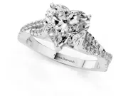 Heart-Shaped Twisted Pavé Solitaire Engagement Ring Setting | Split Shank | Sterling Silver