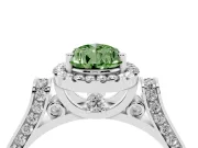 Pear-Shaped Halo Engagement Ring Setting for a Fancy Green Lab-Grown Diamond | Pavé Panel Shoulders | Platinum