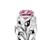 Cushion Cut Leaf Bypass Engagement Ring Setting for a Fancy Pink Lab-Grown Diamond | Sterling Silver
