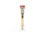 Cushion Cut Five Stone Engagement Ring Setting for a Fancy Pink Lab-Grown Diamond | Prong Set Side Stones | Yellow Gold