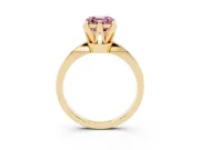 Fancy Pink Asscher Cut Diamond Solitaire Engagement Ring Set in Yellow gold with Slim Tapered Solitaire Band