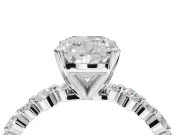 Cushion Cut Pavé Solitaire Engagement Ring Setting | Alternating Accents | Platinum