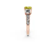 Asscher Cut Three Stone Engagement Ring Setting for a Fancy Yellow Lab-Grown Diamond | Accented Shoulders | Rose Gold