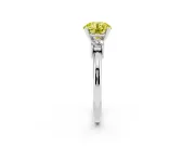 Round Three Stone Engagement Ring Setting for a Fancy Yellow Lab-Grown Diamond | Round Side Stones | Platinum