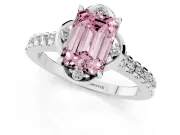 Emerald Cut Floral Engagement Ring Setting for a Fancy Pink Lab-Grown Diamond | Pavé Band | Platinum