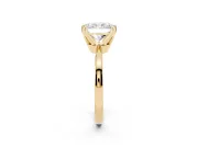 Radiant Cut Diamond Solitaire Engagement Ring Set in Yellow gold with Slim Tapered Solitaire Band