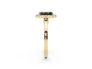 Emerald Cut Halo Engagement Ring Setting for a Black Center | Flat Tapered Band | Yellow Gold