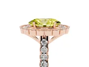 Oval Vintage Milgrain Floral Halo Engagement Ring Setting for a Fancy Yellow Lab-Grown Diamond | Pavé Band | Rose Gold
