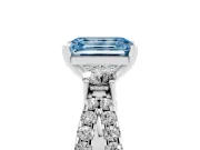 Emerald Cut Three Stone Engagement Ring Setting for a Fancy Blue Lab-Grown Diamond | Sterling Silver
