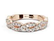 Round Lab-Grown Diamond Twisted Pavé Half Eternity Band | Interwoven Strands | Rose Gold