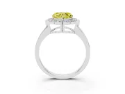 Heart-Shaped Scalloped Cluster Halo Engagement Ring Setting for a Fancy Yellow Lab-Grown Diamond | Plain Band | Platinum