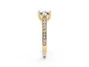 Princess Cut Graduated Pave Cathedral Engagement Ring Setting | Scroll Cut-Outs | Yellow Gold