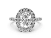 Oval Vintage Milgrain Halo Engagement Ring Setting | Pierced Gallery | Sterling Silver