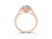 Round Petal Tip Halo Engagement Ring Setting | Single Row Pavé Band | Rose Gold