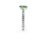 Fancy Green Pear Cut Diamond Pavé Band Solitaire Set in Silver with Prong Setting