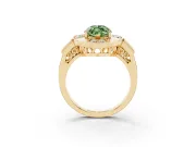 Fancy Green Marquise Cut Diamond Milgrain Halo Ring Set in Yellow gold with Split Shank