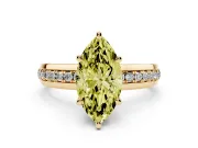 Marquise Channel Set Engagement Ring Setting for a Fancy Yellow Lab-Grown Diamond | Rope Collar | Yellow Gold