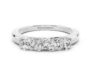 Round Diamond Four-Stone Band Set in Silver with Prong Setting