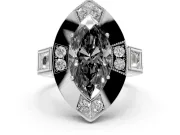 Fancy Black Marquise Cut Diamond Milgrain Halo Ring Set in Platinum with Split Shank