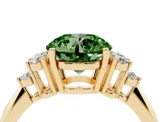 Round Cluster Accent Engagement Ring Setting for a Fancy Green Lab-Grown Diamond | Yellow Gold
