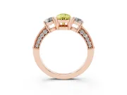 Pear-Shaped Three Stone Engagement Ring Setting for a Fancy Yellow Lab-Grown Diamond | Graduated Pave Band | Rose Gold