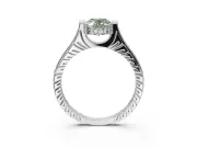 Oval Vintage Cathedral Engagement Ring Setting for a Fancy Green Lab-Grown Diamond | Carved Band | Platinum