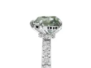 Heart-Shaped Hidden Halo Engagement Ring Setting for a Fancy Green Lab-Grown Diamond | Pavé Band | White Gold