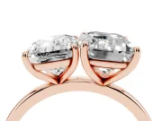 Radiant Cut and Emerald Cut Toi Moi Ring Set in Rose gold with Prong Setting