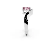 Oval Bypass Engagement Ring Setting for a Fancy Pink Lab-Grown Diamond | Pavé Ribbon | Platinum
