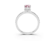 Fancy Pink Pear Cut Diamond Solitaire Ring Set in Platinum with Channel Set Band and Prong Setting