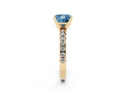 Princess Cut Pavé Solitaire Engagement Ring Setting for a Fancy Blue Lab-Grown Diamond | Yellow Gold