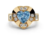 Heart-Shaped Milgrain Sectioned Halo Engagement Ring Setting for a Fancy Blue Lab-Grown Diamond | Yellow Gold
